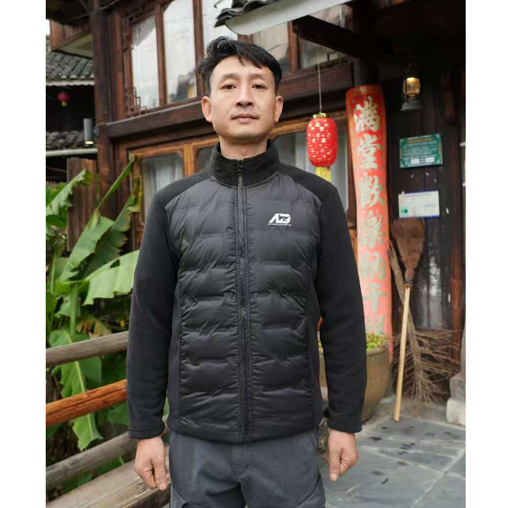 南斗荒野秋冬户外运动保暖奥粒绒拼接羽绒可单穿可做内胆抓绒衣