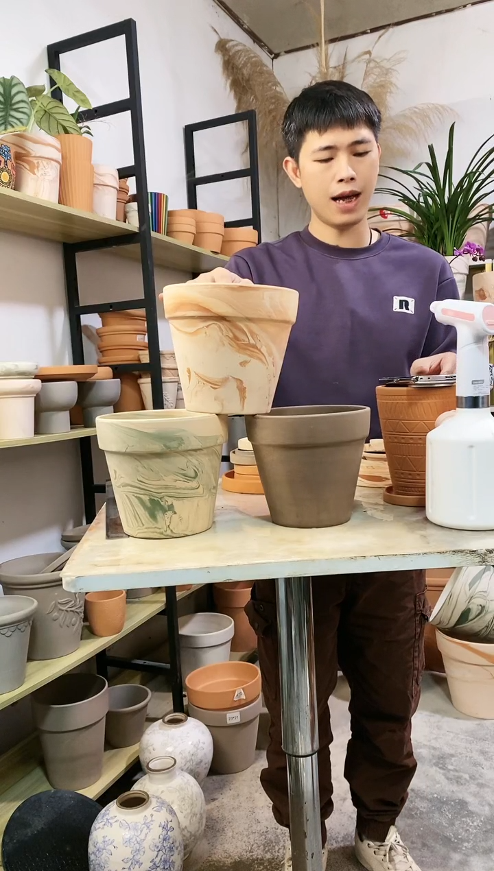 【闪购商品】红陶18*16陶盆3色组合 3盆无托