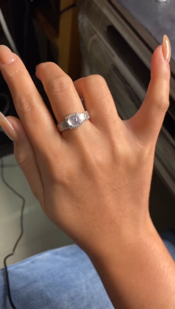 银S925镶嵌戒指翡翠天然A货翡翠