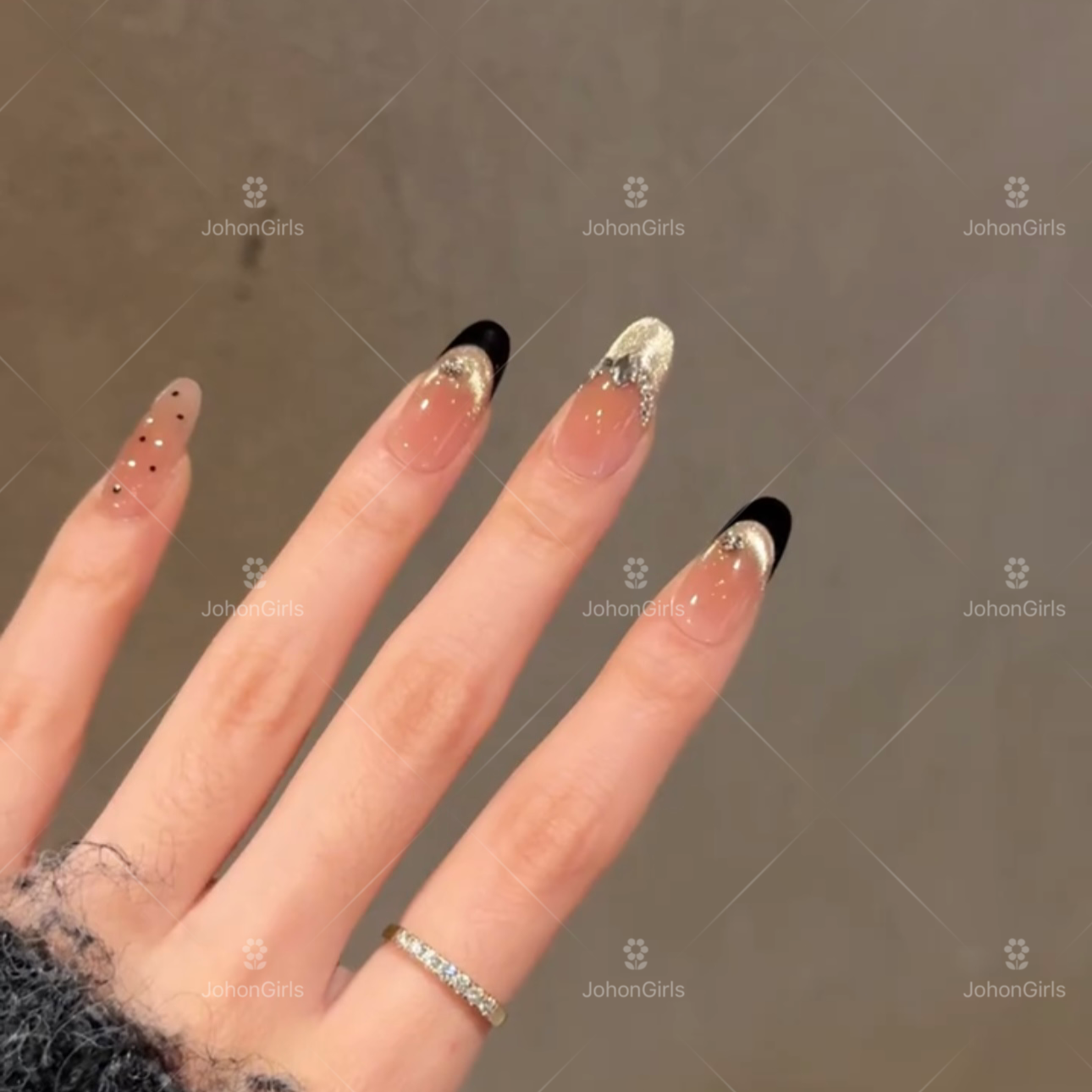 JohonGirls'/琴岛小嫚【黑曜影后】高级感法式猫眼气质纯手工穿戴甲