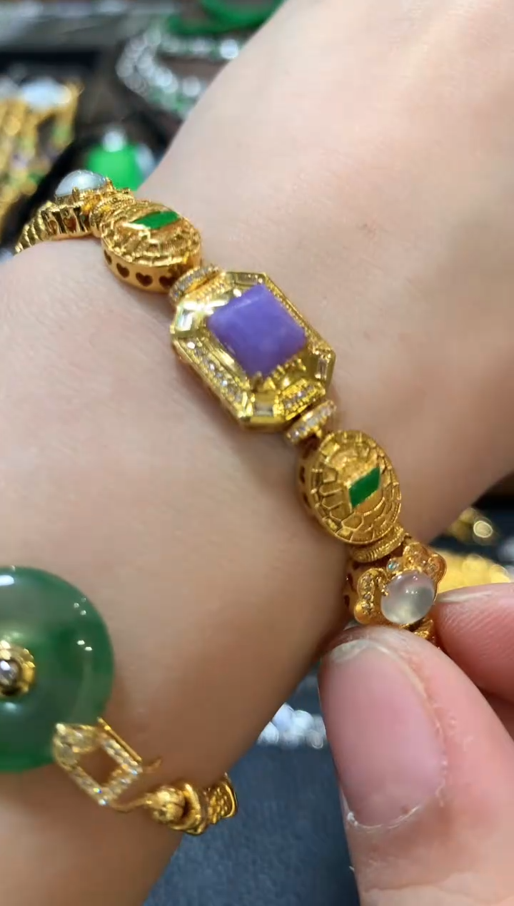 足金镶嵌手链翡翠m39  