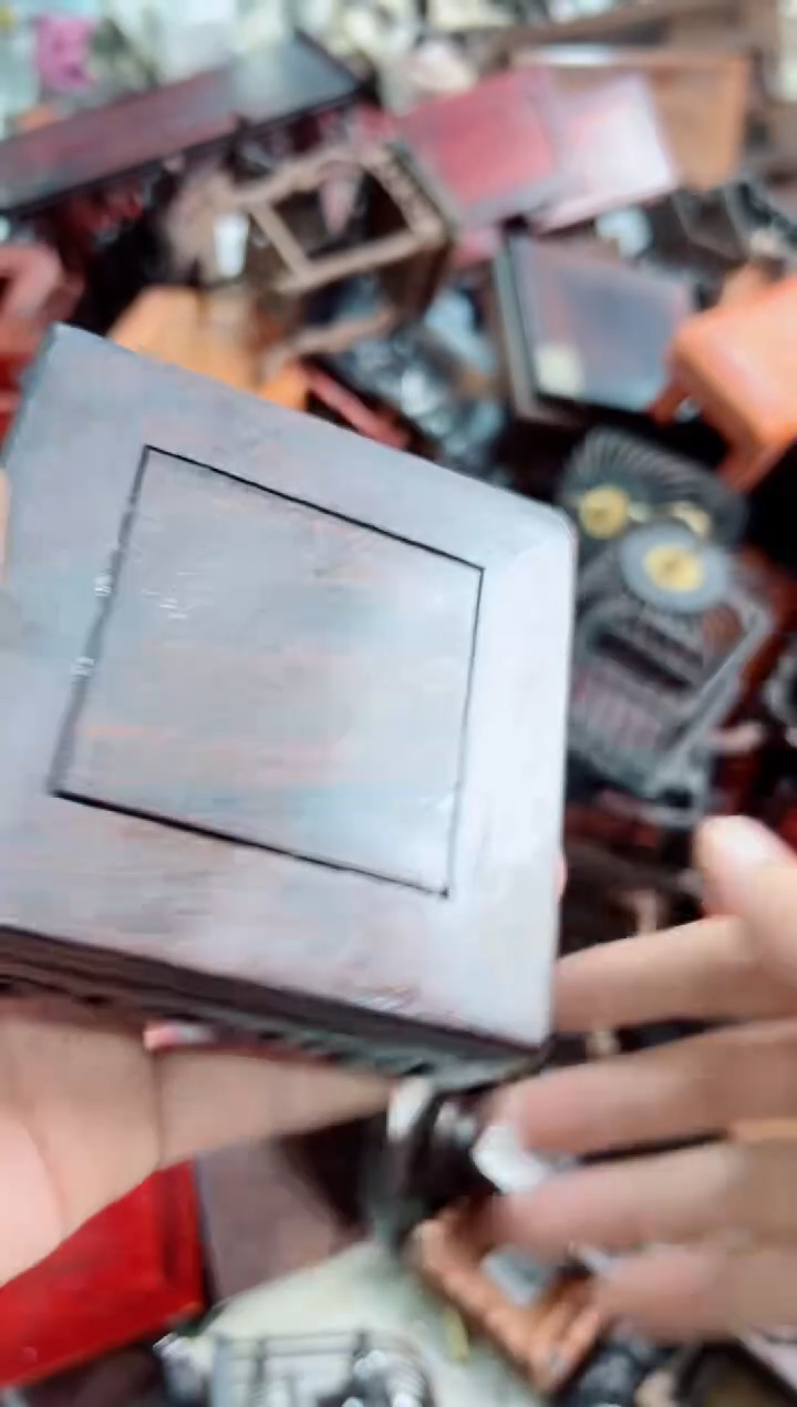 木67正方黑檀木底座花架摆件处理