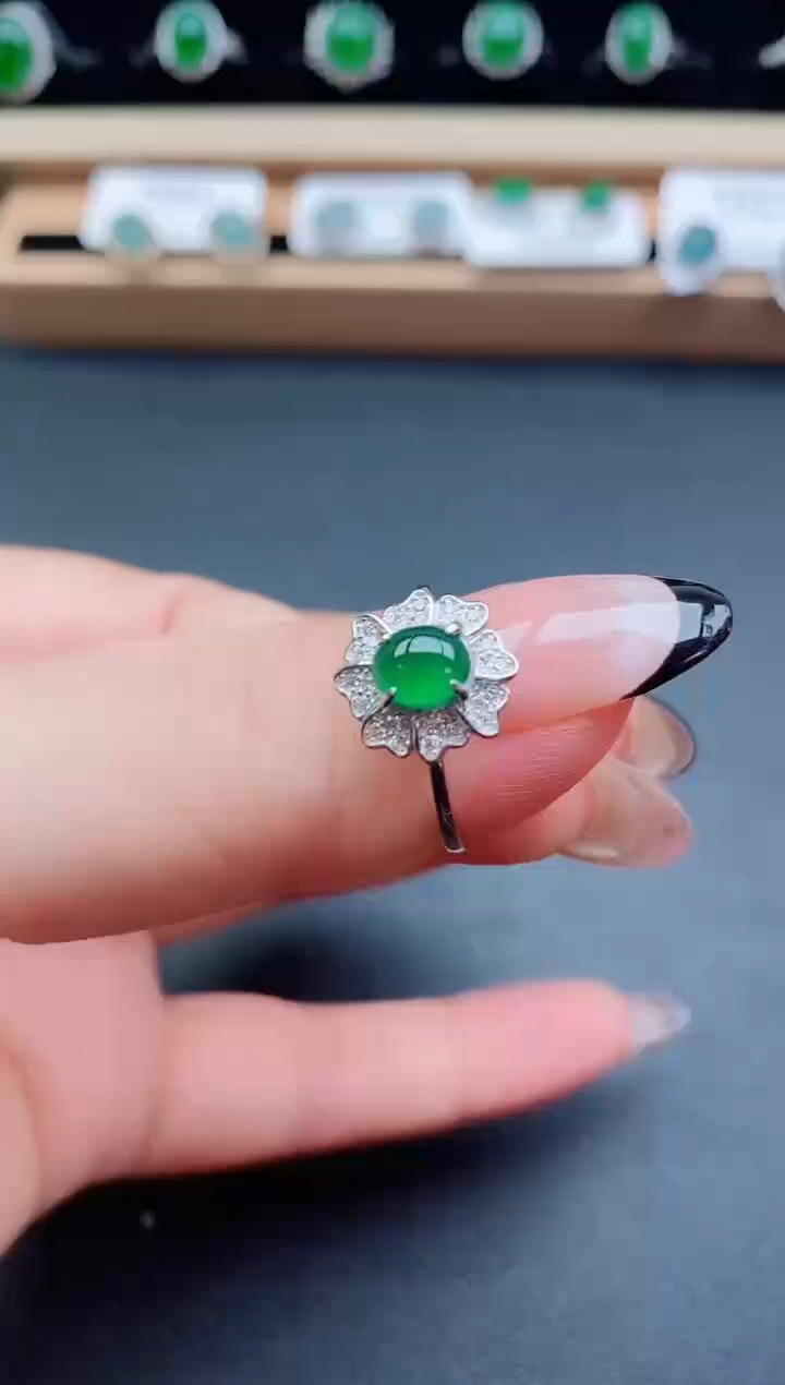 翡翠戒指银S925镶嵌1