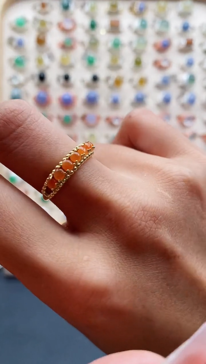 【闪购商品】翡翠戒指银S925镶嵌缅甸天然A货翡翠222 5+3