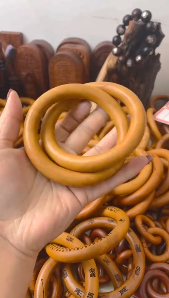 【闪购商品】枣木木雕乾坤圈微瑕60圈口一物一拍不退不换