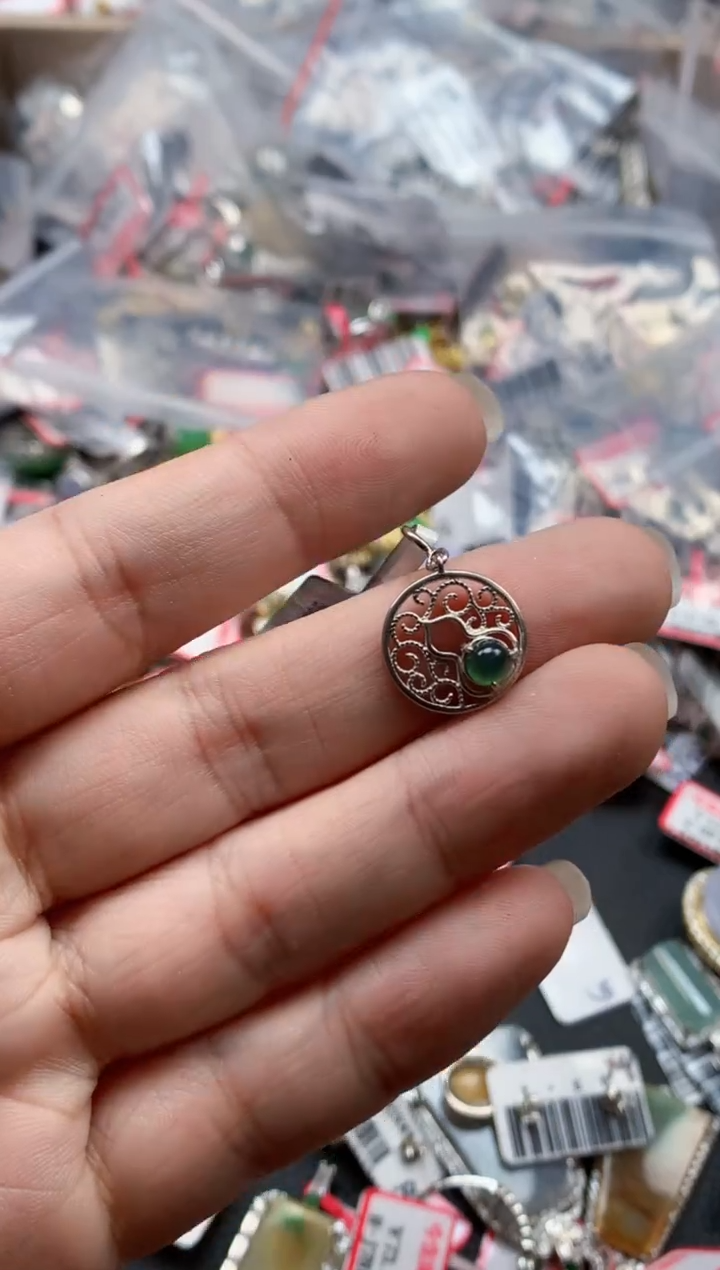 银S925镶嵌戒指翡翠天然A货缅甸翡翠