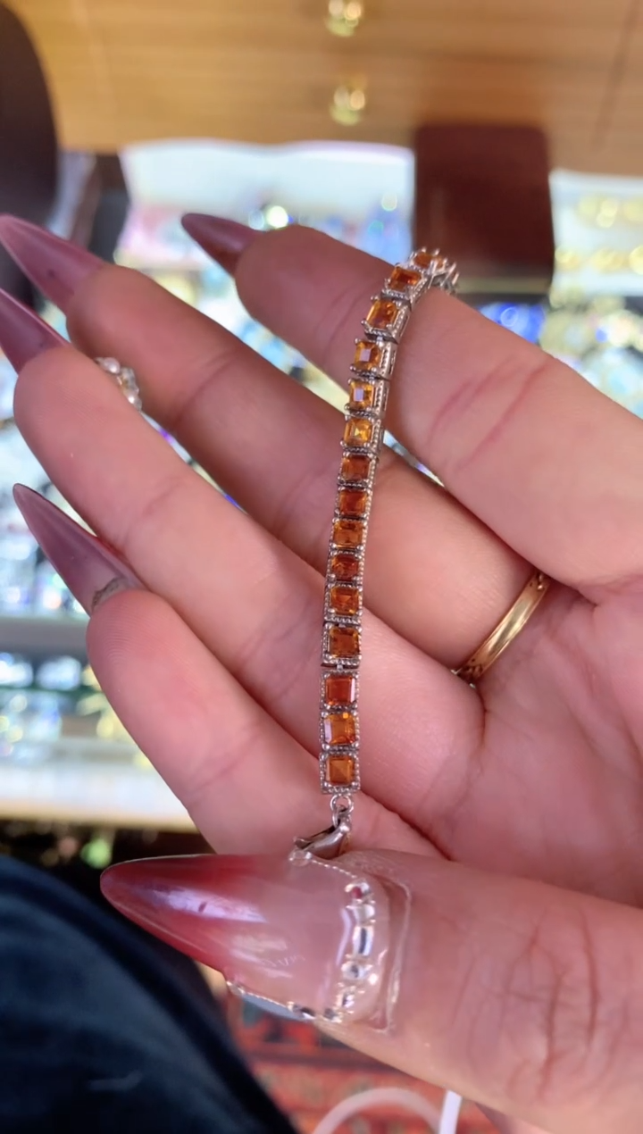 【闪购商品】黄晶手链银S925镶嵌楚楚中古珠宝甄选不退换