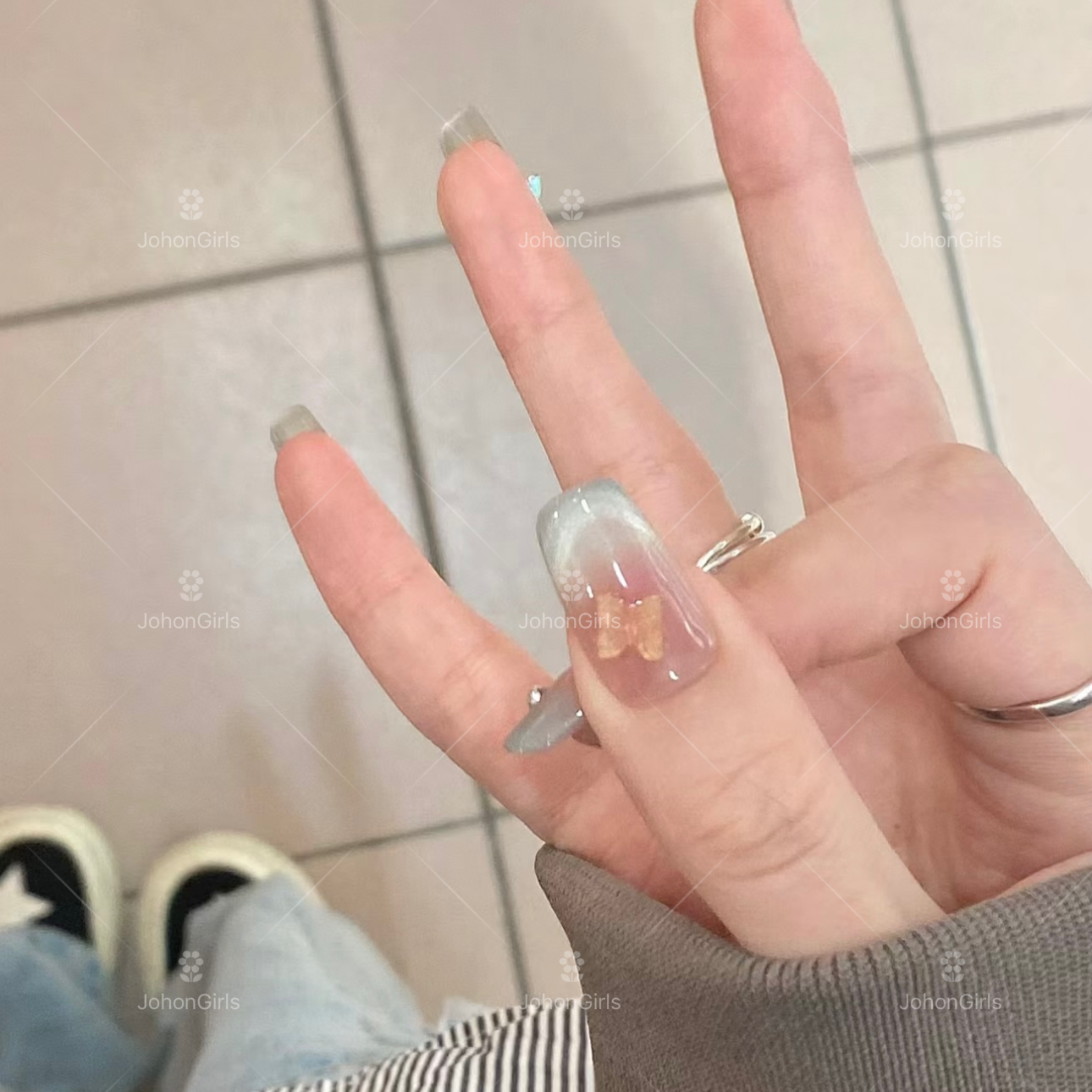 JohonGirls'/琴岛小嫚【蝴蝶曼波】秋冬高级感薄荷猫眼手工穿戴美甲