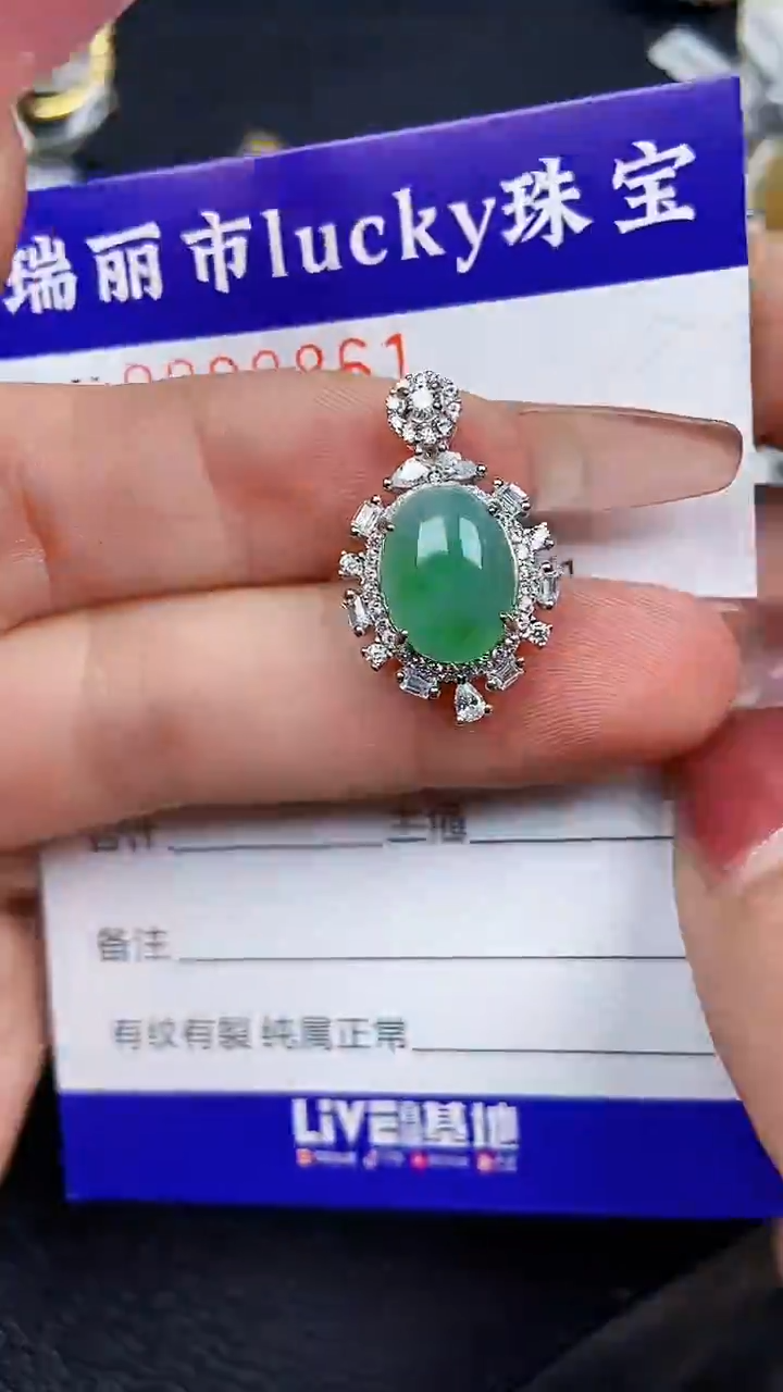 颈饰银S925镶嵌翡翠8861