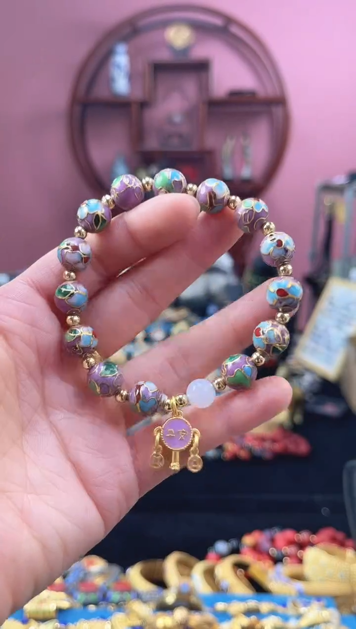 非遗 景泰蓝 手串 1.0 紫色