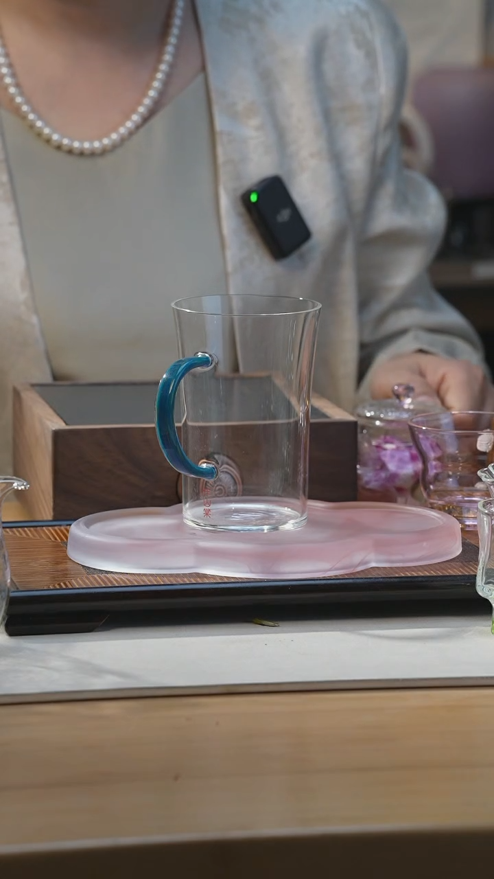 大号蓝玉把玻璃绿茶杯