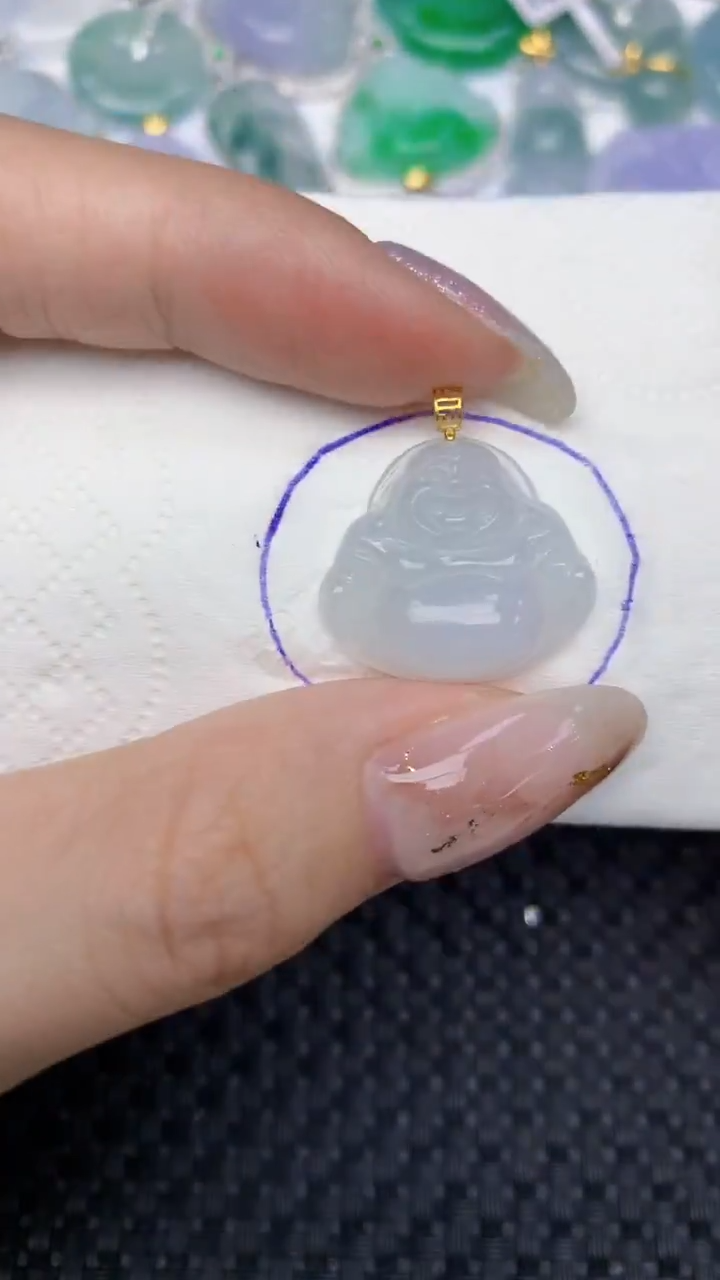 颈饰18K金镶嵌翡翠天然缅甸翡翠a货百元以上9元证书费自理