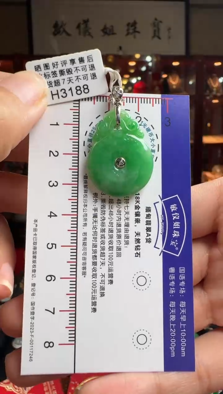 【闪购商品】翡翠颈饰18K金镶嵌H3188绿平安扣