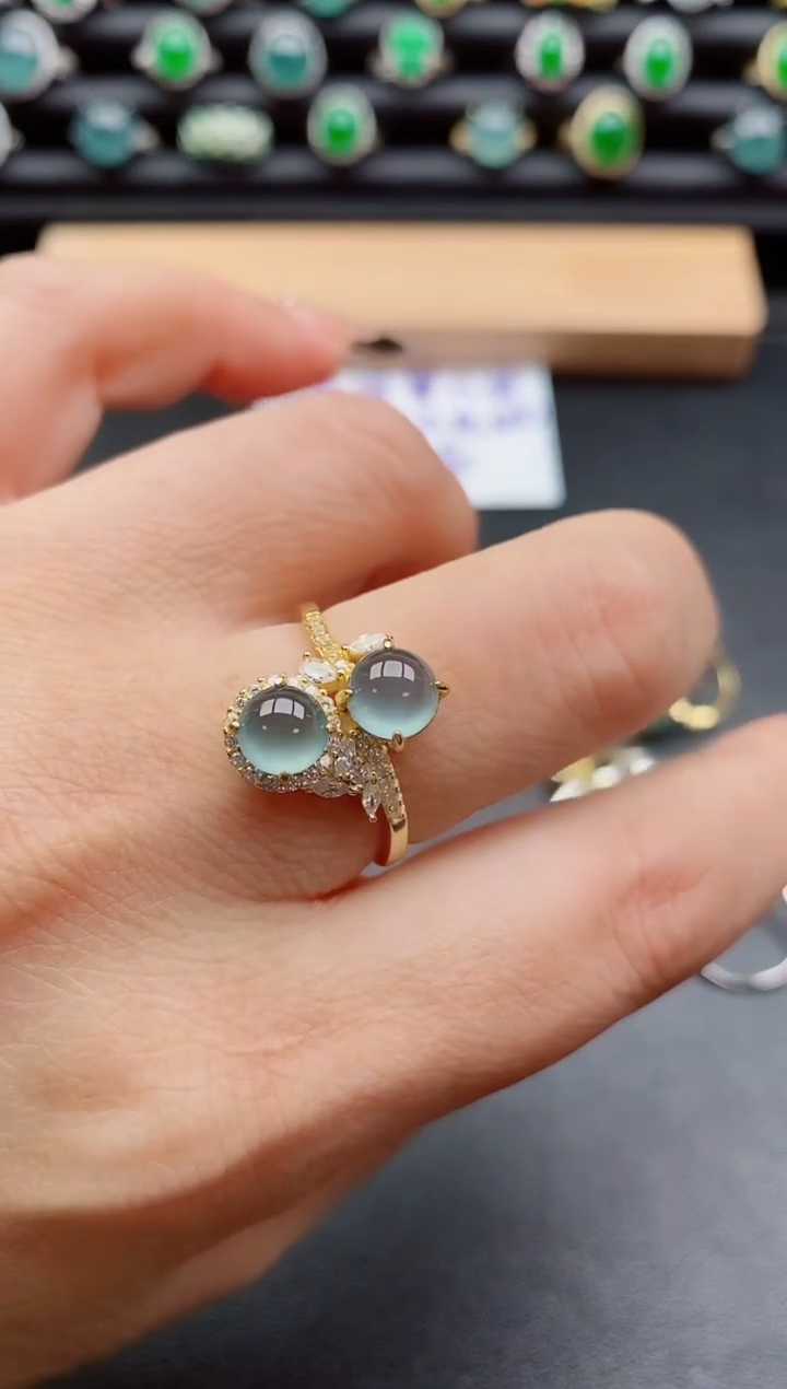 银S925镶嵌戒指翡翠1