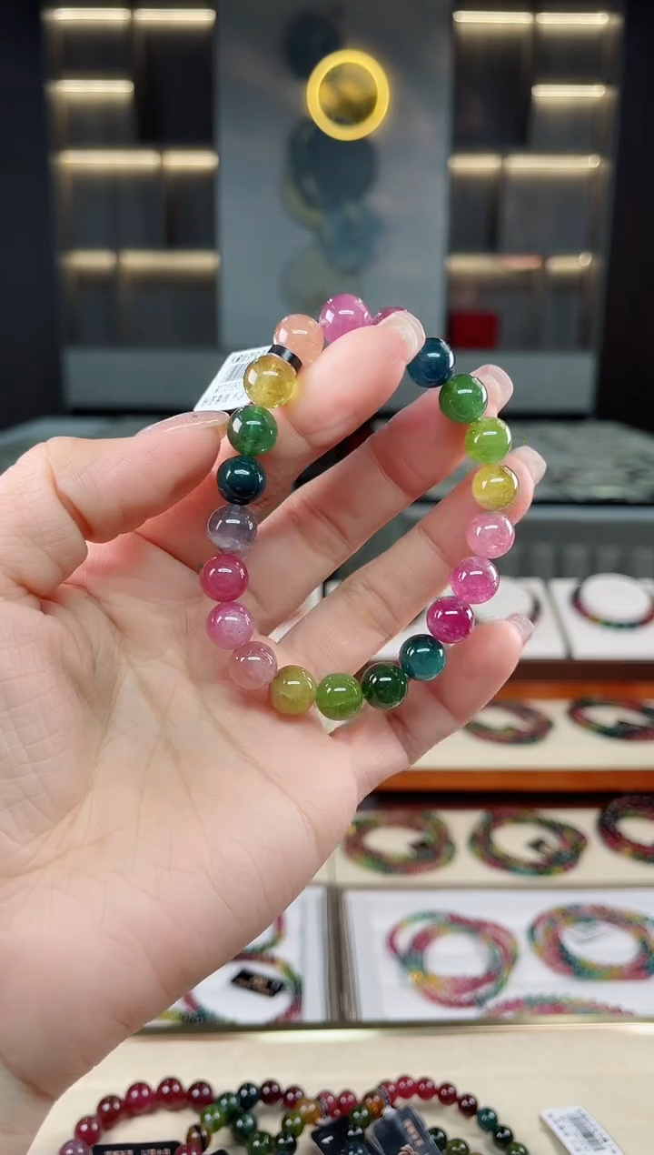 未镶嵌老矿碧玺单圈手串9mm+碧玺多样性发一条T