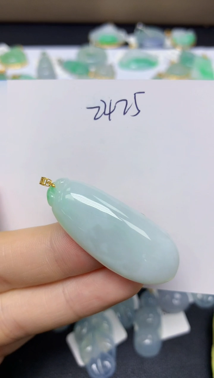 【闪购商品】翡翠挂件18K金镶嵌 天然翡翠A货