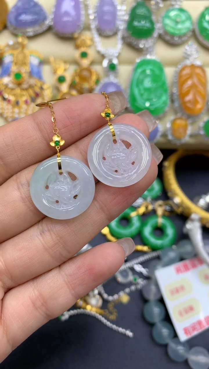 18K金镶嵌翡翠耳饰260-中国好珍宝