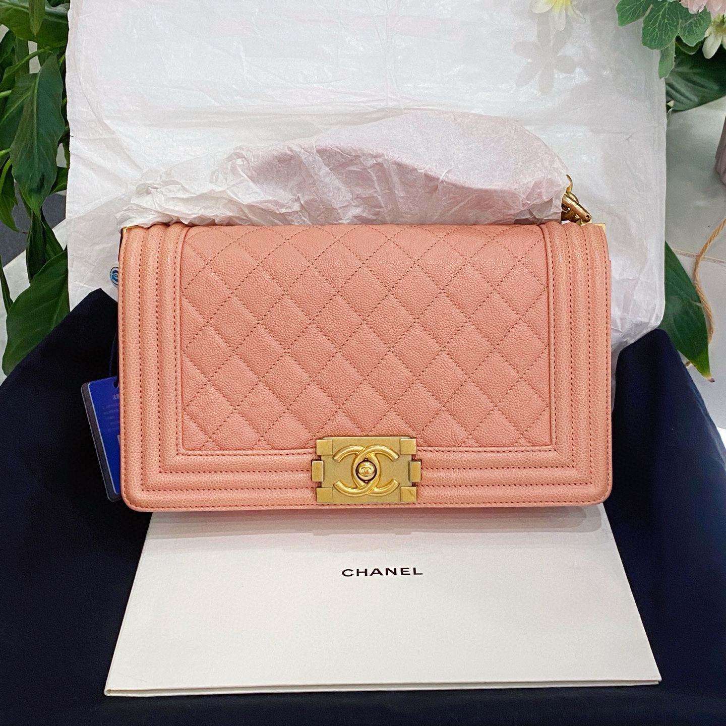 95新 Chanel/香奈儿 leboy金扣荔枝皮链条包