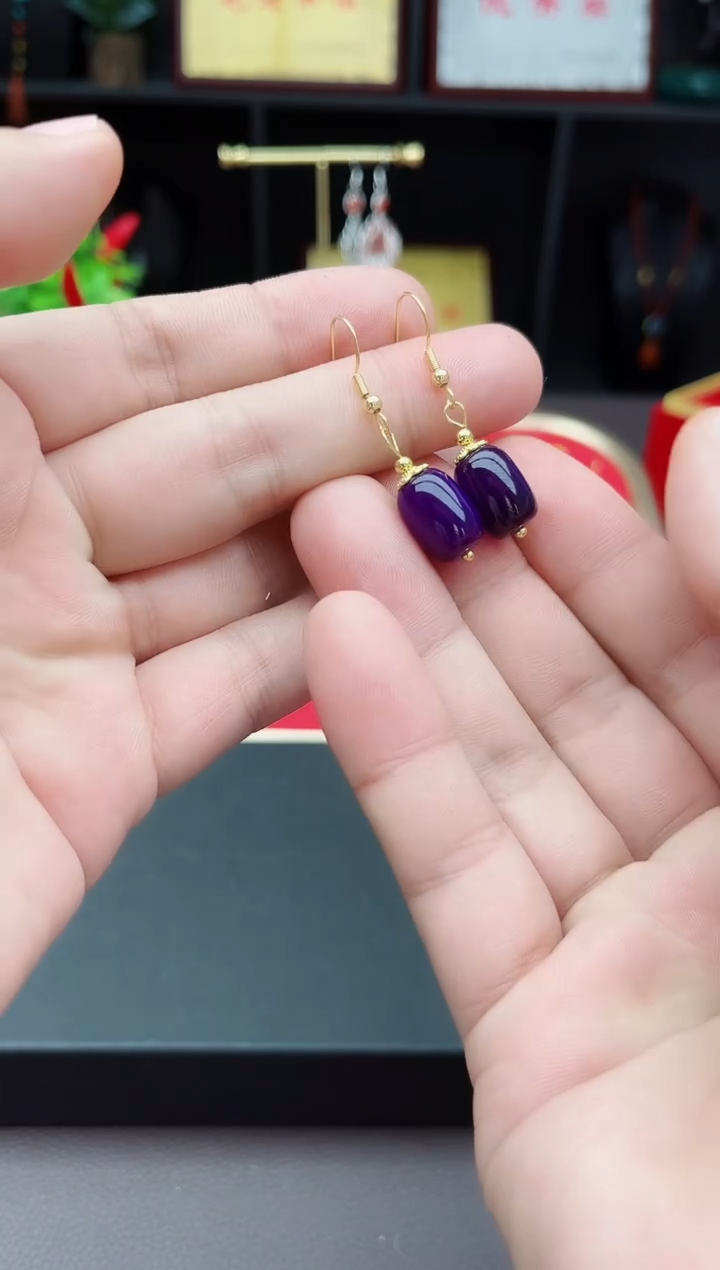 【闪购商品】玛瑙/玉髓耳钉银S925镶嵌326000