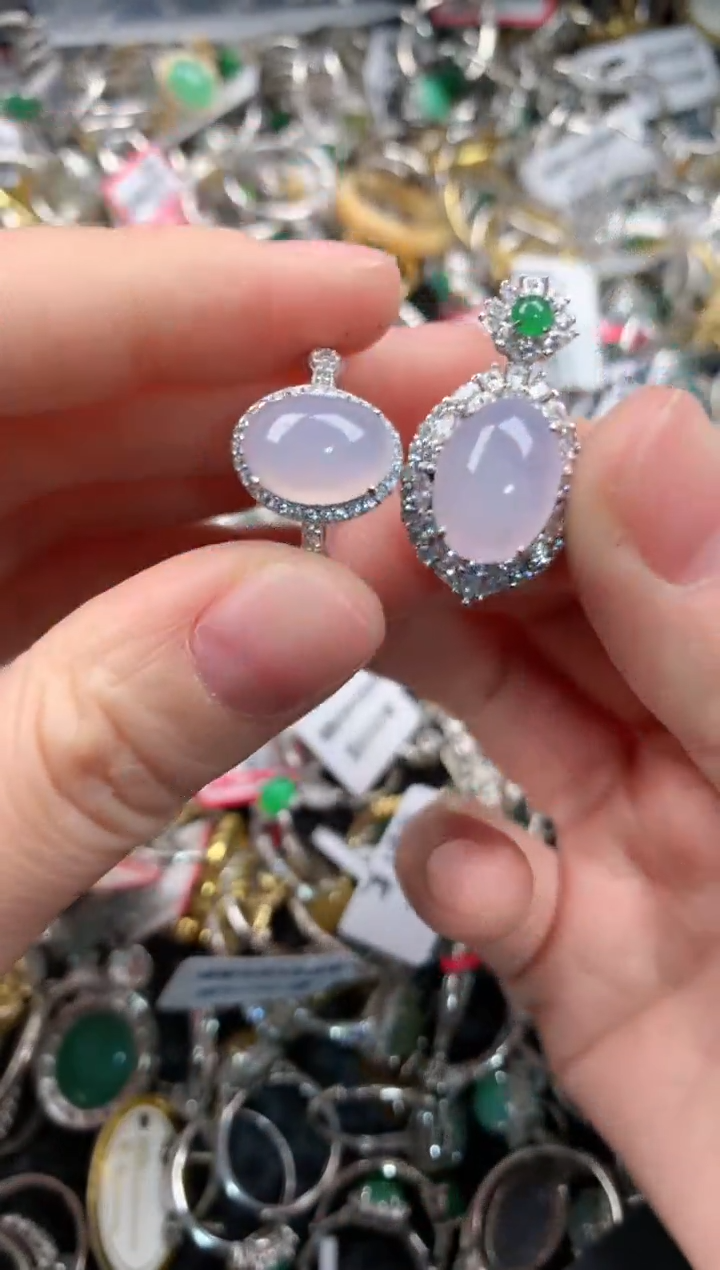 银S925镶嵌戒指翡翠666   1