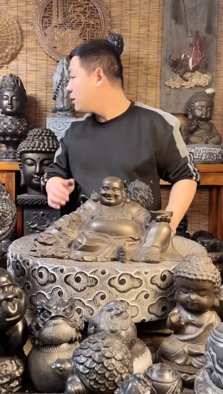 【闪购商品】40*20弥勒佛天然青石雕刻