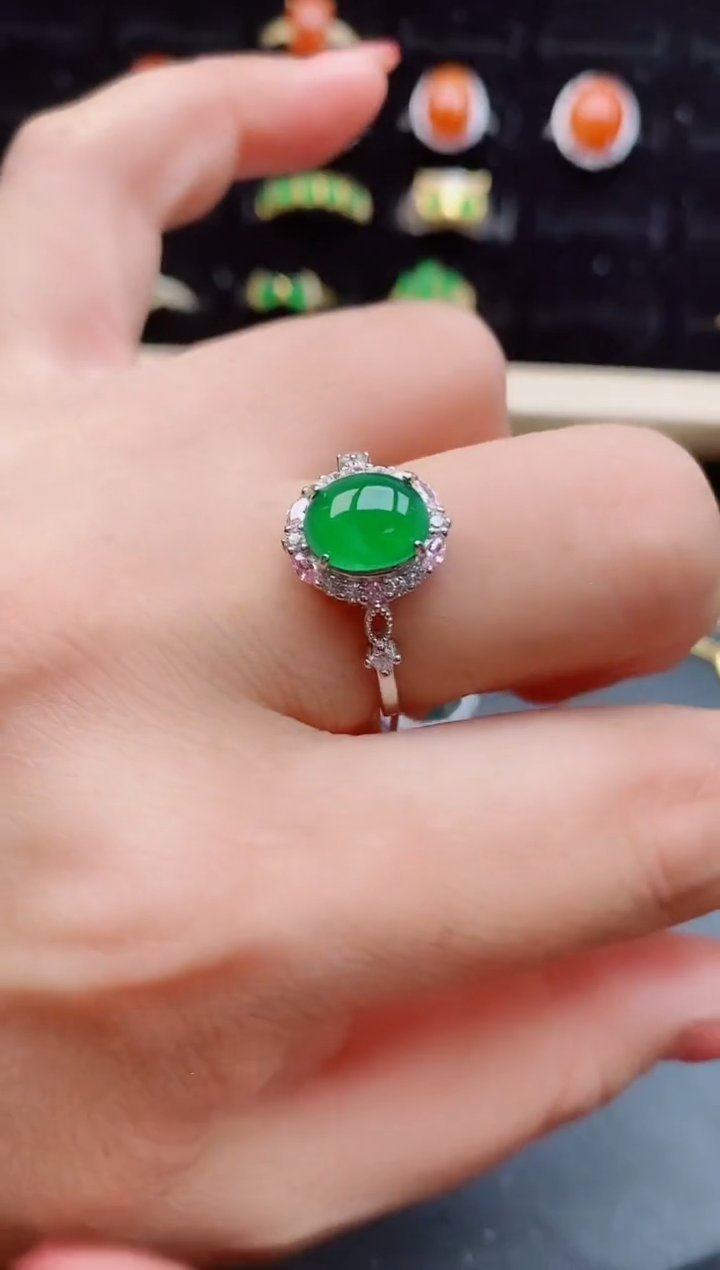 【闪购商品】翡翠戒指银S925镶嵌12121