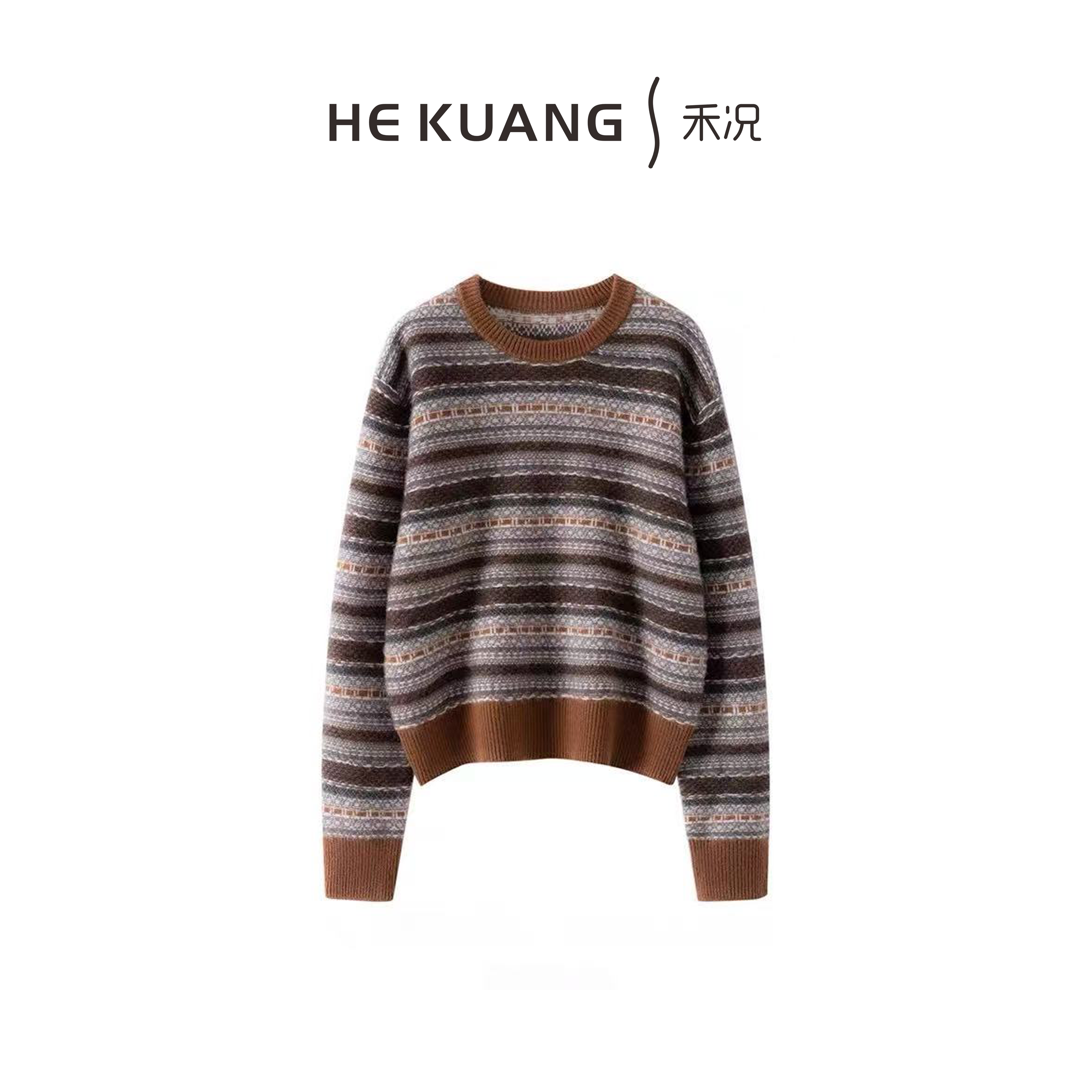 禾况HEKUANG【兰亭】绵羊毛条纹复古慵懒氛围感上衣X655 1109