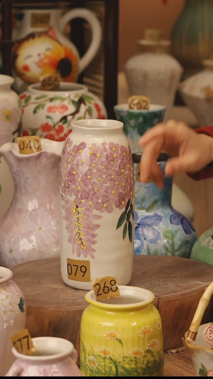 陶瓷景德镇设计师手作花器摆件侘寂风@M079@