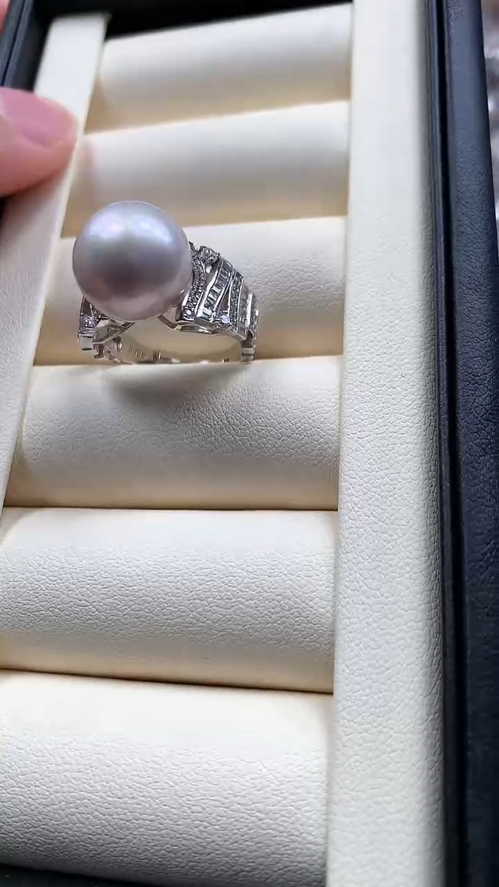 【闪购商品】淡水珍珠戒指银S925镶嵌曼塔玫瑰珍珠戒指宽版