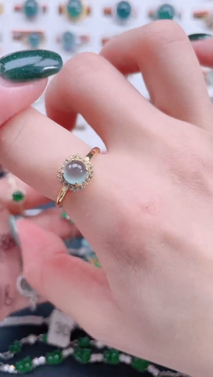 银S925镶嵌戒指翡翠天然翡翠