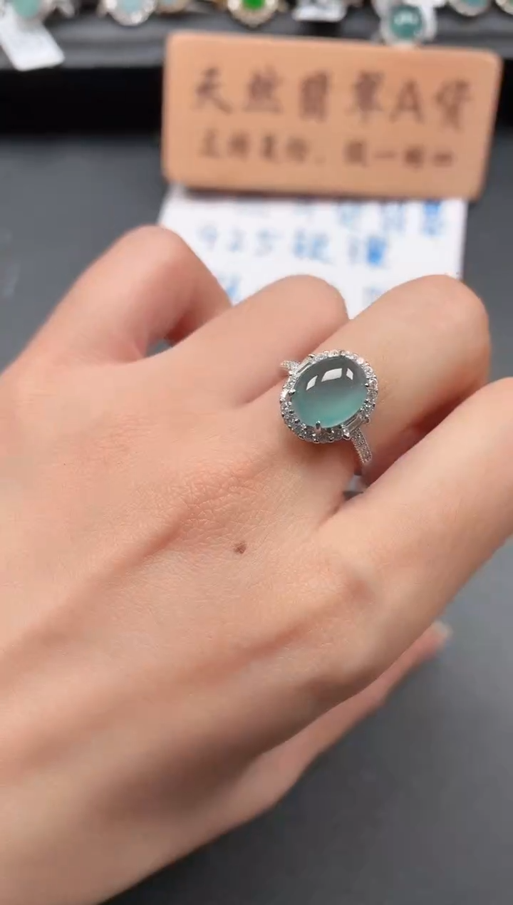 银S925镶嵌戒指翡翠111