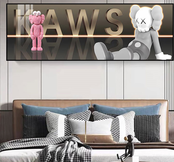 c334轻奢潮牌暴力熊长条装饰画可用于客厅沙发背景墙卧室