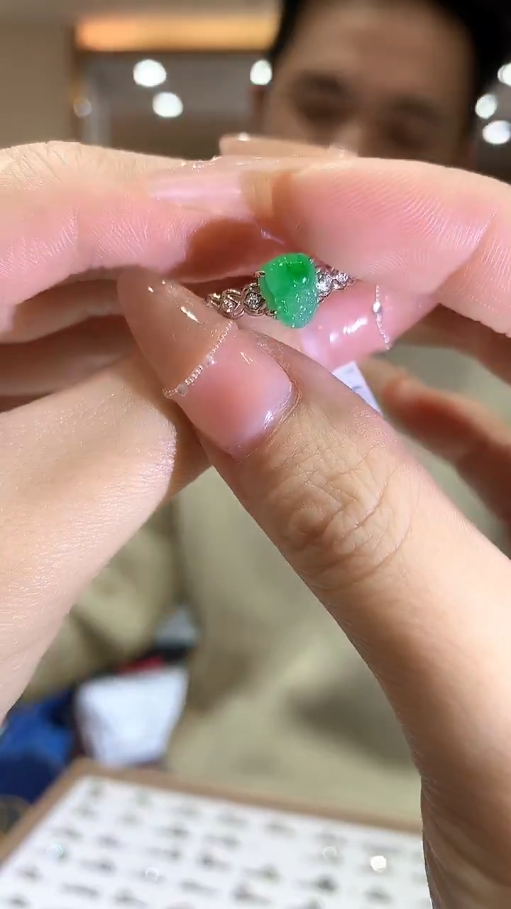 【闪购商品】翡翠戒指18K金镶嵌貔貅戒指YC