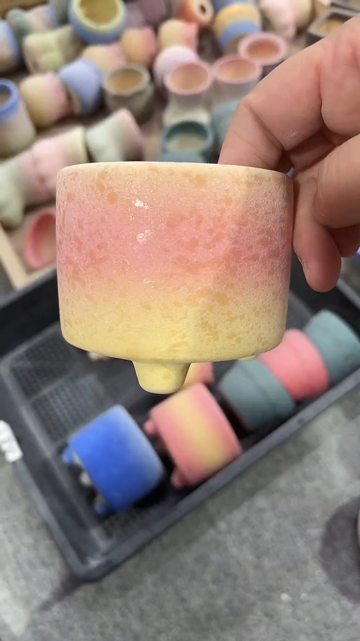 麦饭石粗陶多肉花盆7*6