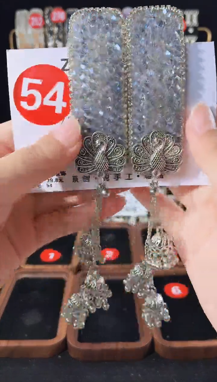 仿水晶铁合金54原创发夹一对倒夹