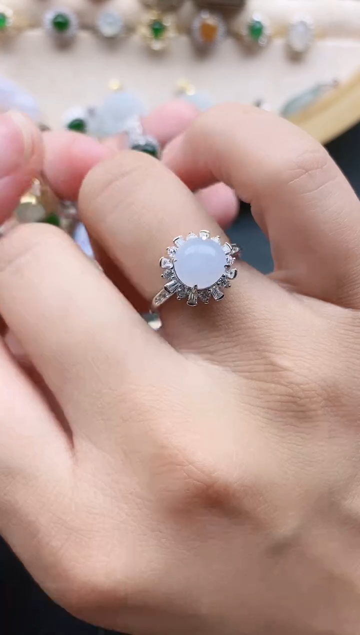 翡翠戒指银S925镶嵌11111