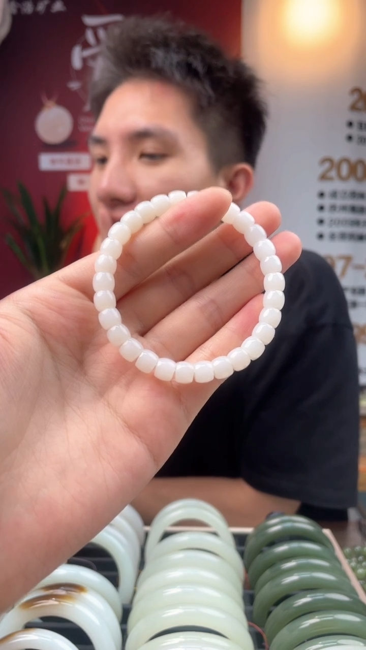 手链未镶嵌和田玉于阗老料直切极限弧卡7-8手串多样性发一件