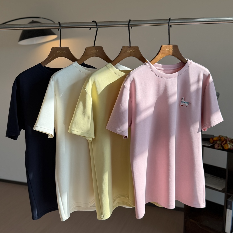 美式别致拼色卡通小马刺绣女士短袖（260264）20594