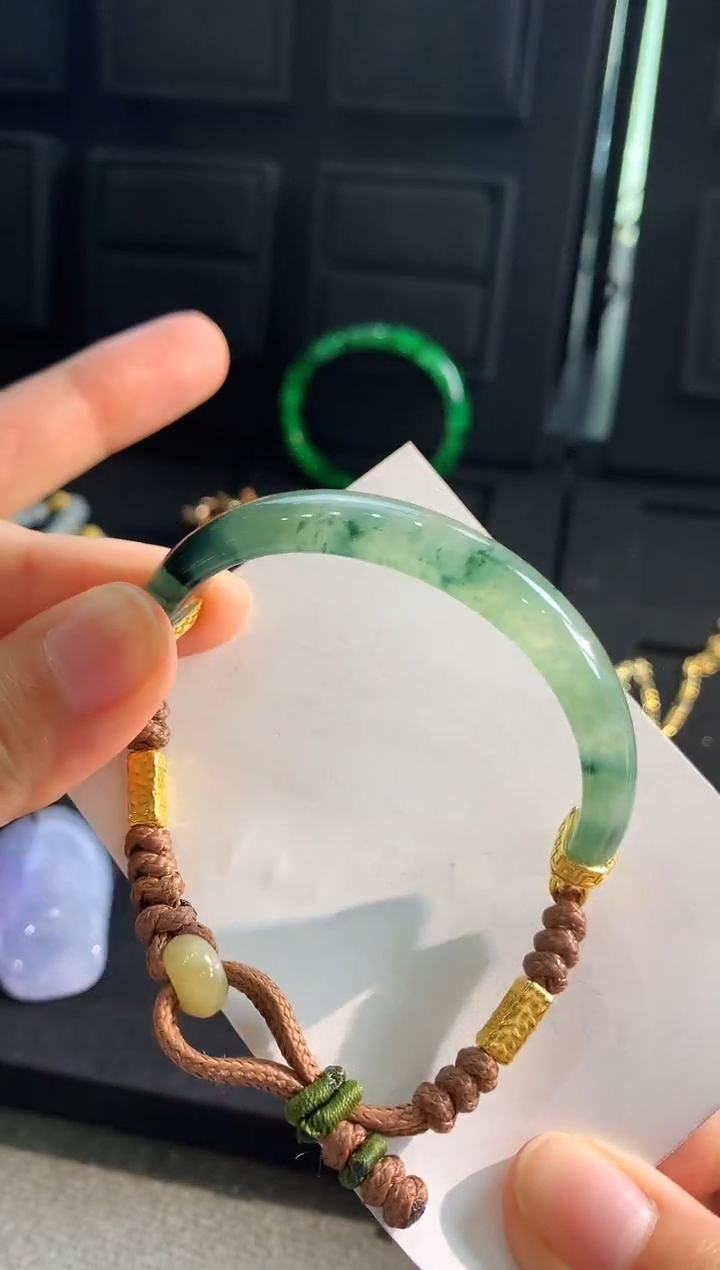 【闪购商品】翡翠手镯18K金镶嵌手饰