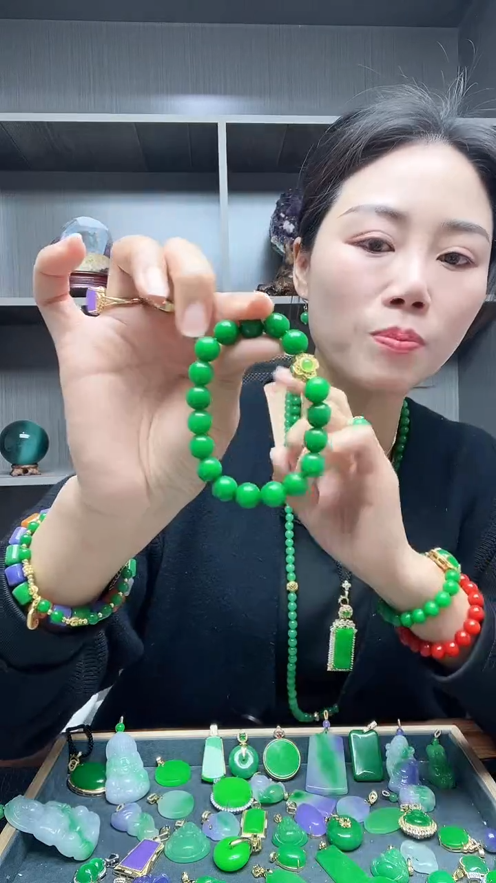 【闪购商品】翡翠手链14K金镶嵌手链