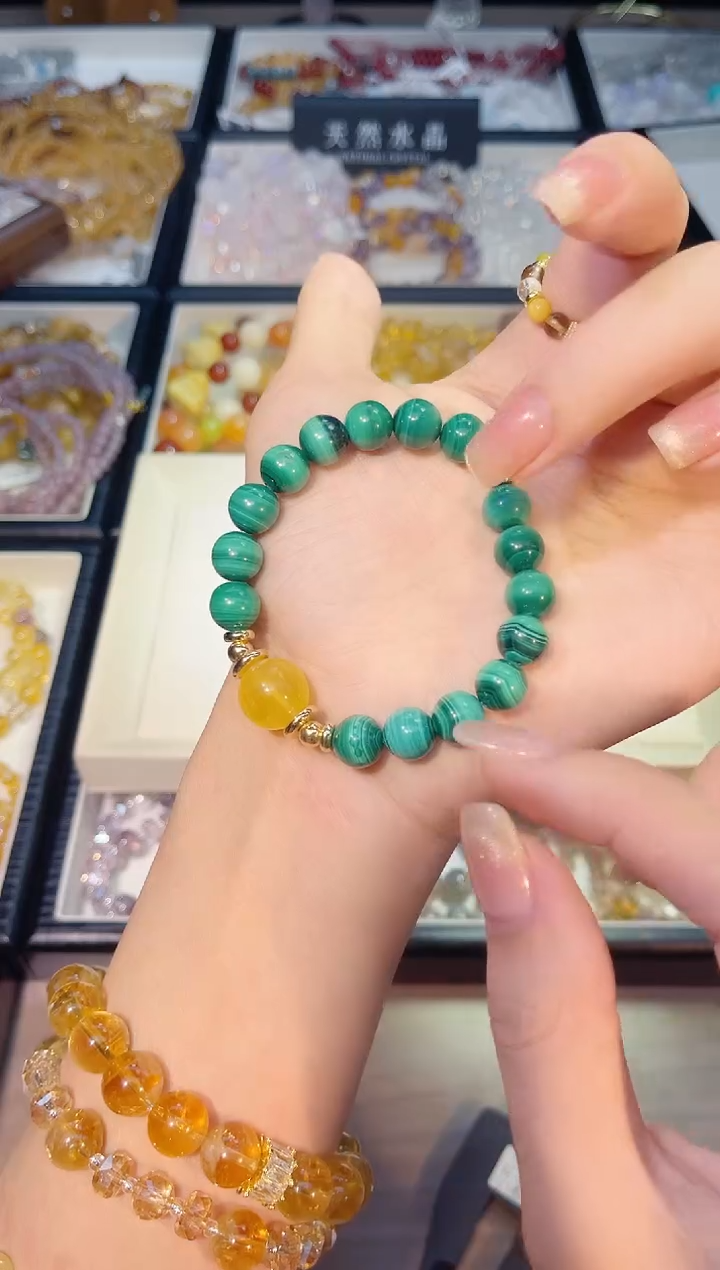 未镶嵌手串水晶孔雀石