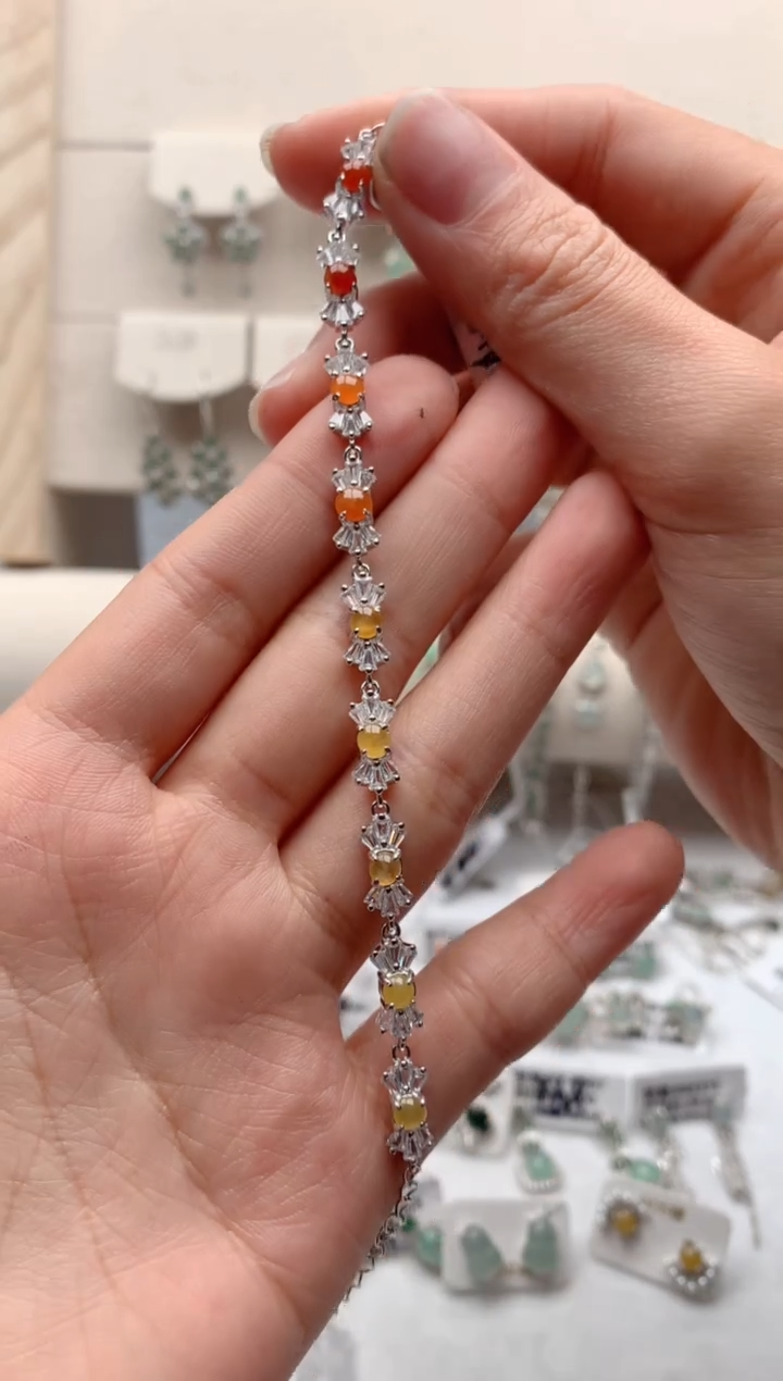 【闪购商品】翡翠手链银S925镶嵌1号