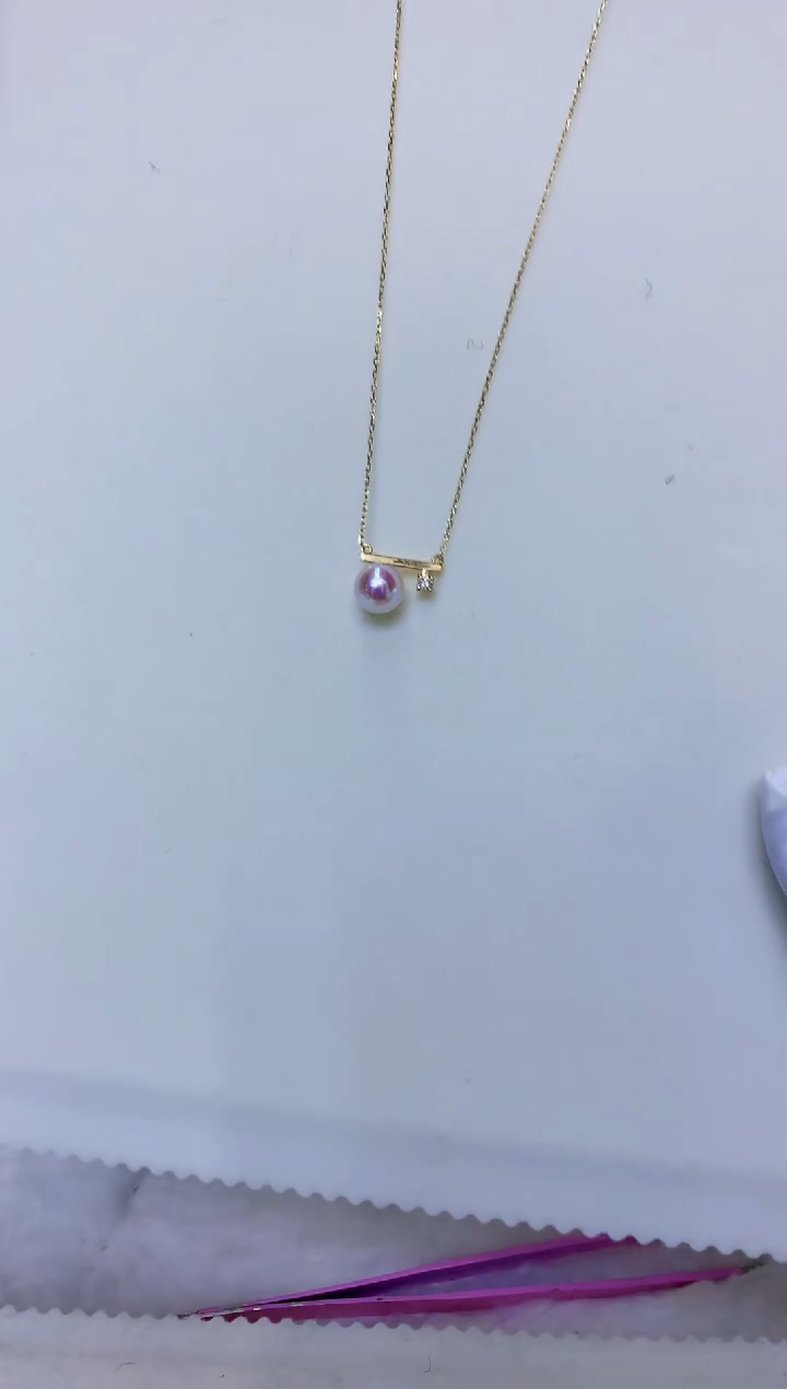 银S925镶嵌海水珍珠饰品金色平衡木套链