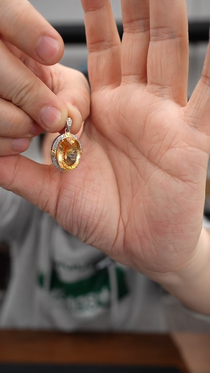 颈饰银S925镶嵌水晶DS1018黄水晶吊坠锁骨吊坠