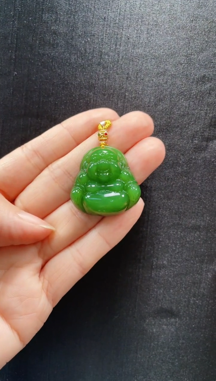 吊坠(赠链)18K金镶嵌和田玉多样性发一