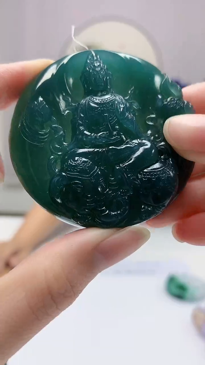 【闪购商品】定制翡翠未镶嵌4688zm-毛货赠珠链普贤206
