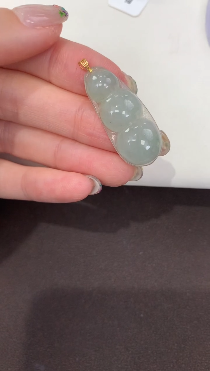 颈饰18K金镶嵌翡翠天然缅甸A货翡翠