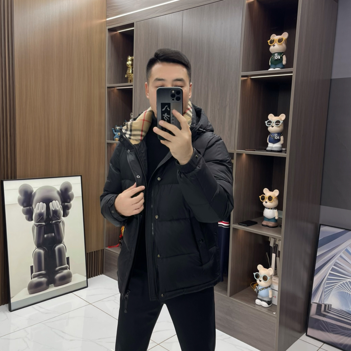 9699男士连帽羽绒服时尚外套黑色收口袖立领百搭休闲潮流加厚冬季