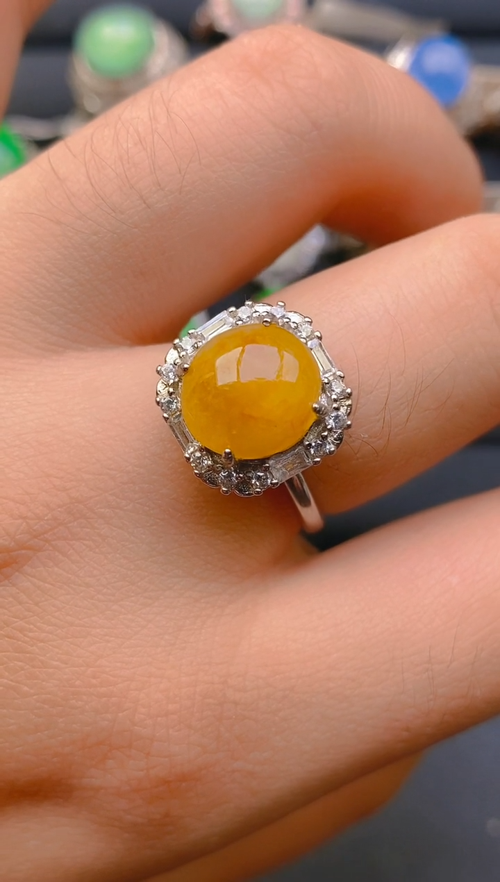 【闪购商品】翡翠戒指银S925镶嵌天然A货翡翠1