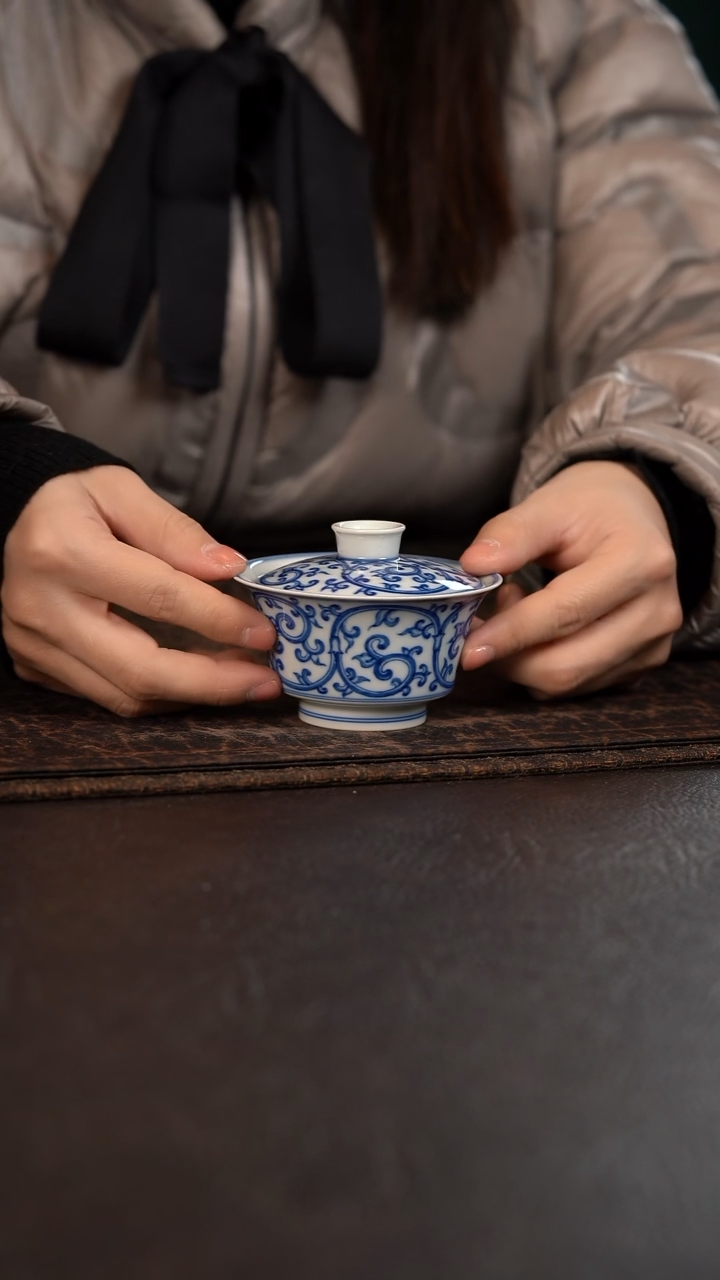 【闪购商品】杯聚澜堂仿明缠枝马蹄盖碗